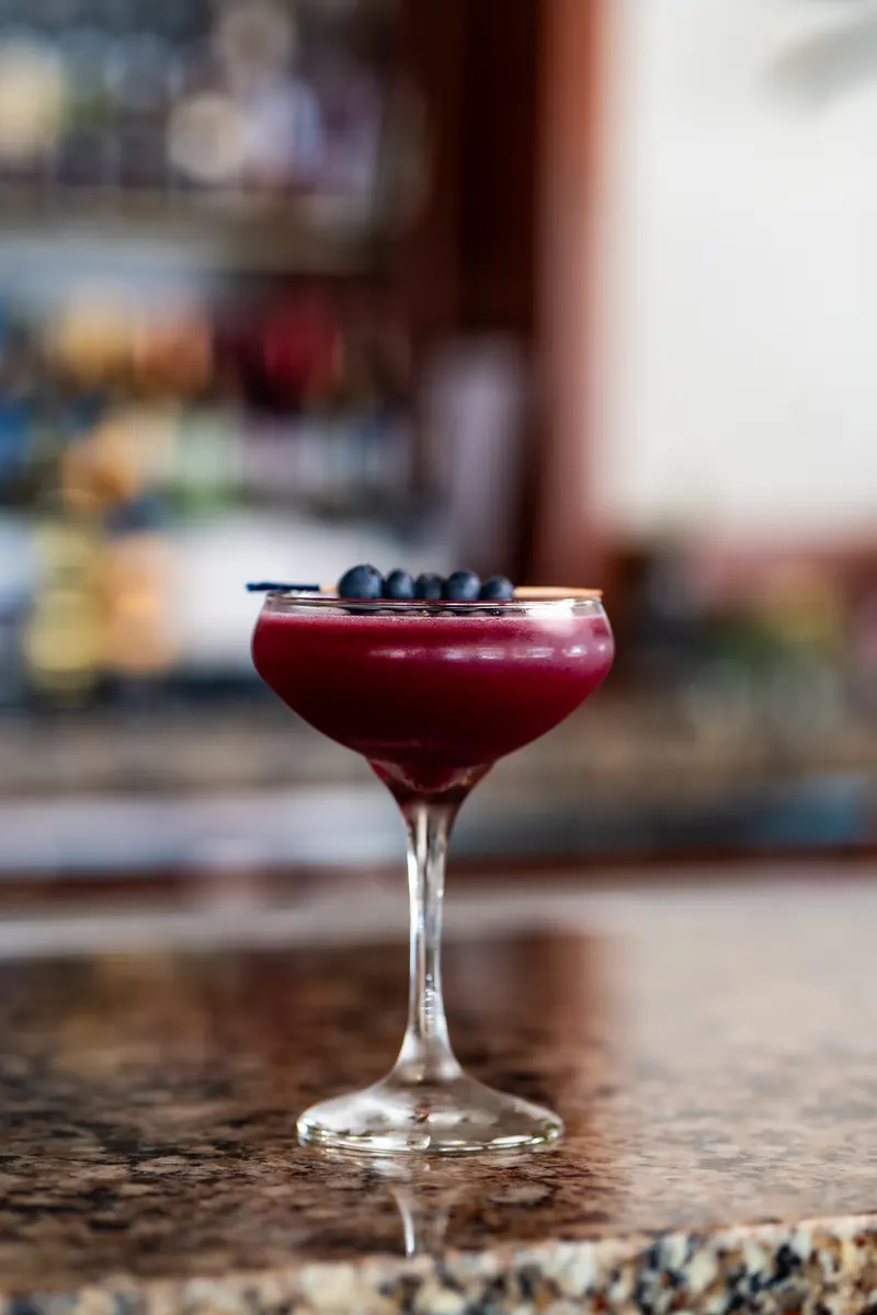 The Ocean Blue cocktail at the bar