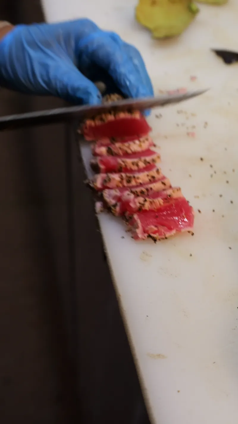 Black pepper seared tuna, sliced to order